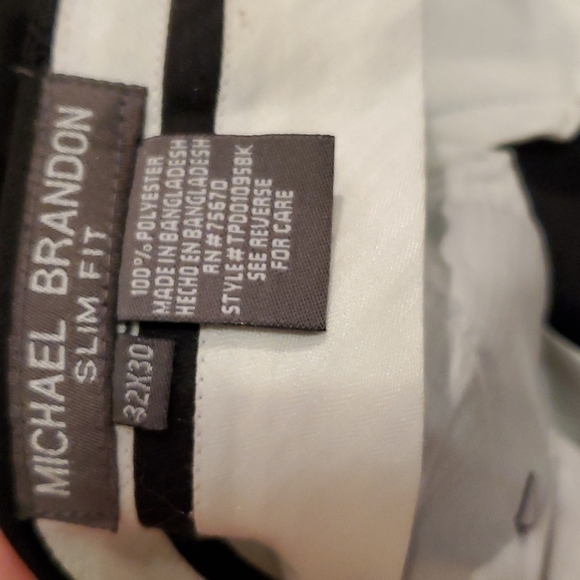 Michael Brandon Slacks Mens pants slim fit slacks size 32 L30 black Stripe print - Picture 10 of 12